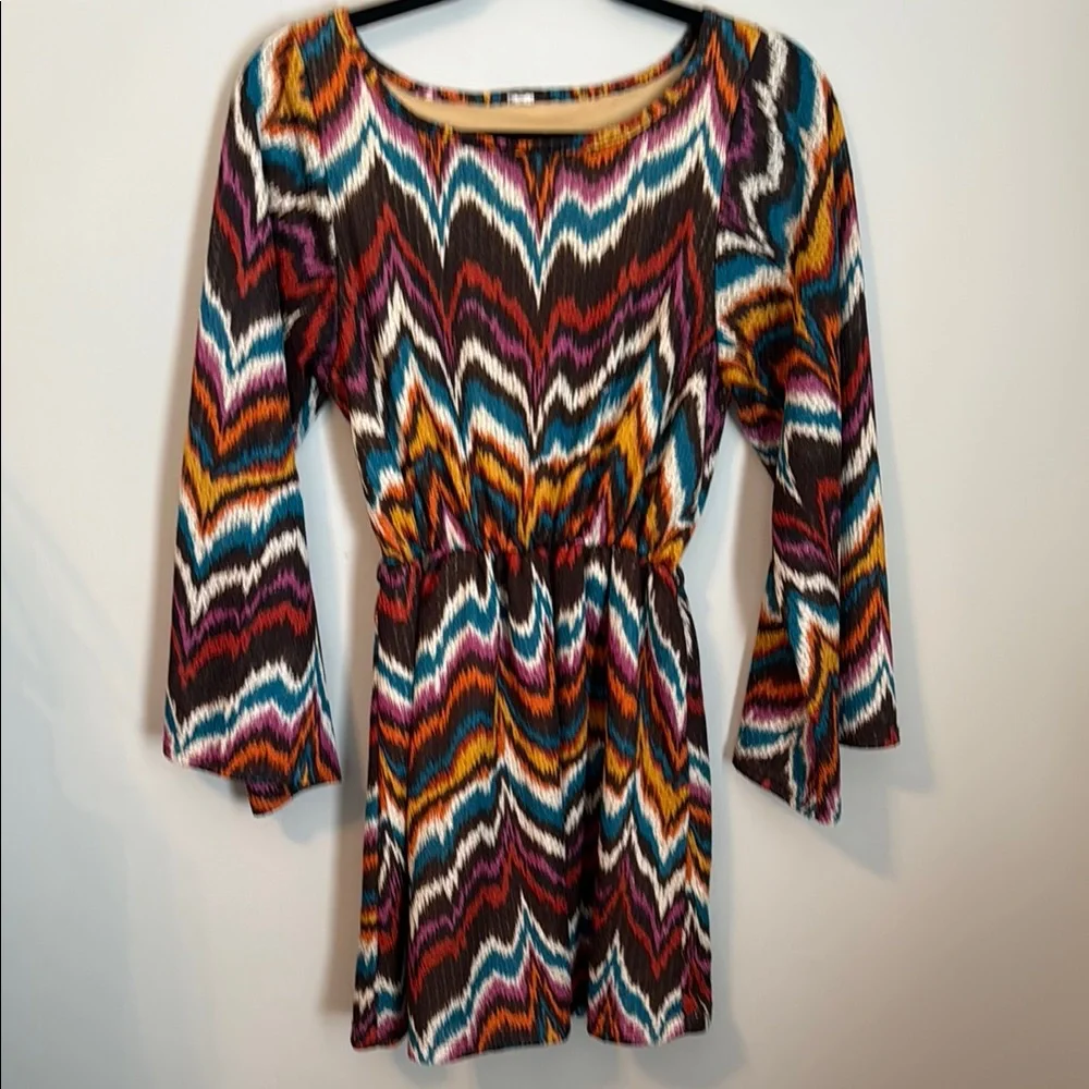 Multicolor Chevron Pattern Dress - Picture 1 of 2